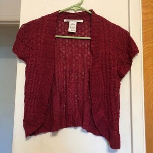 American Rag Short-Sleeve Open-Front Knit Cardigan - Burgundy